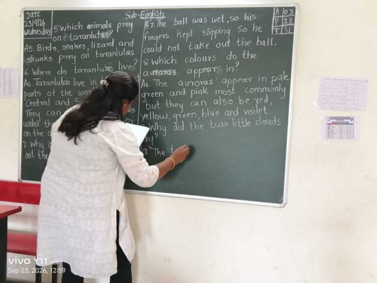 Grade 1 English Teacher writing on board