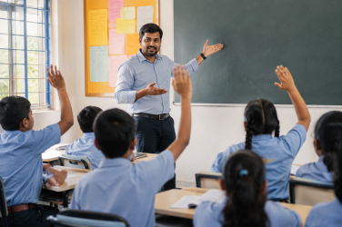 Teacher explaining image